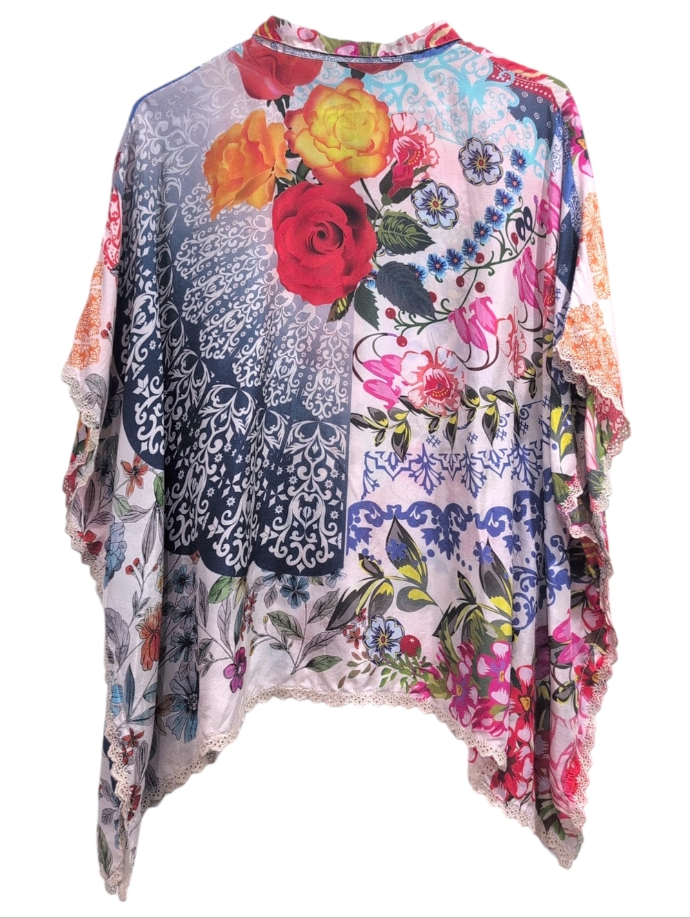 Johnny Was Tango Boho Calliope Button-Up Silk Shirt Small - Picture 7 of 9